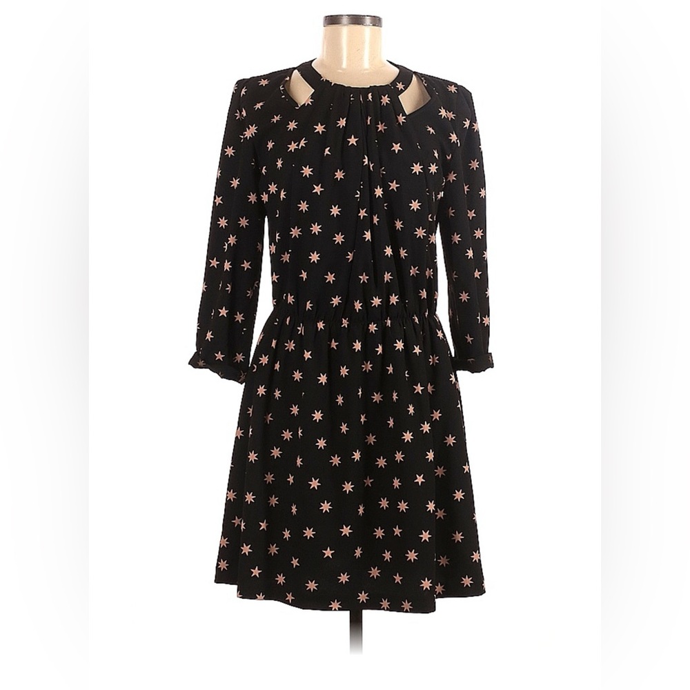 Sonia Rykiel black dress with cut outs star print long sleeve EU 40 US 10